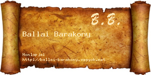 Ballai Barakony névjegykártya